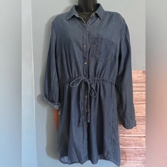 Abercrombie and Fitch Chambray Jean Denim Shirt Dress Size M - Picture 7 of 8